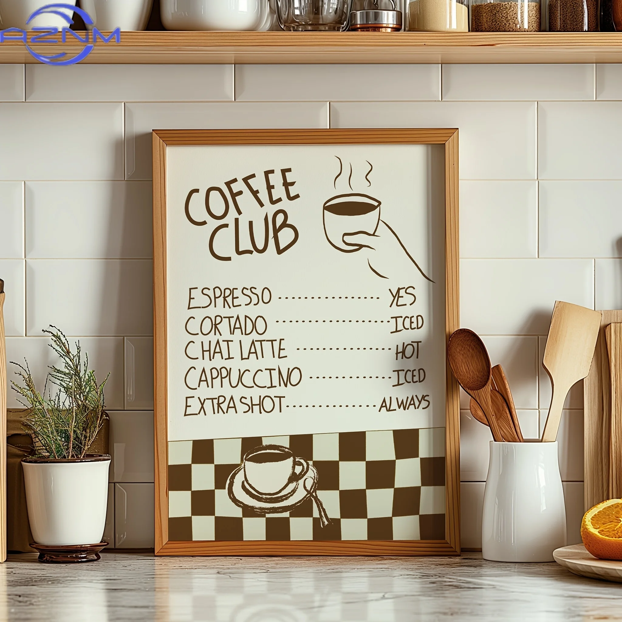 Home Decor Y2K - Cartoon Animal Text Art Coffee Print
