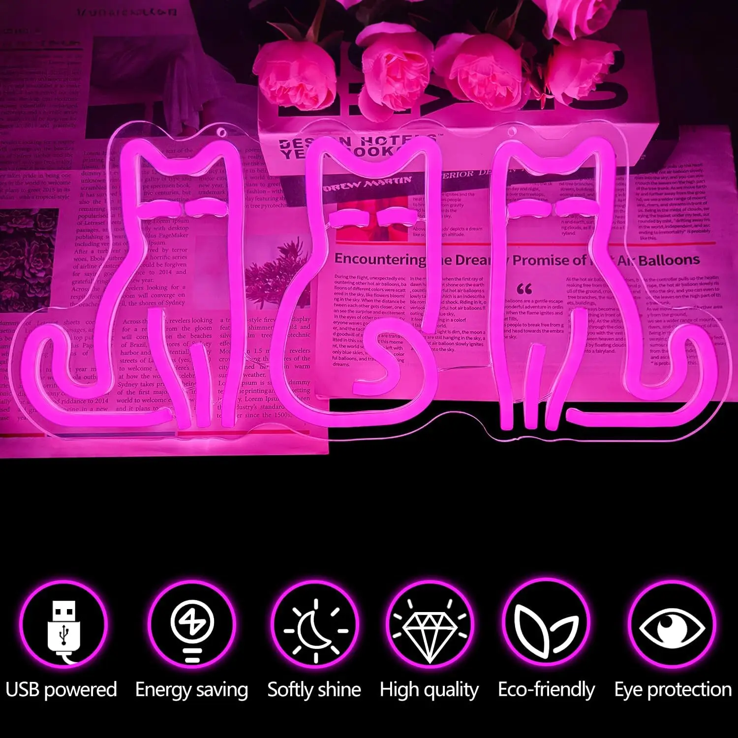 Cats Neon Sign USB LED Neon Li - Home Decor Theme recension och pris