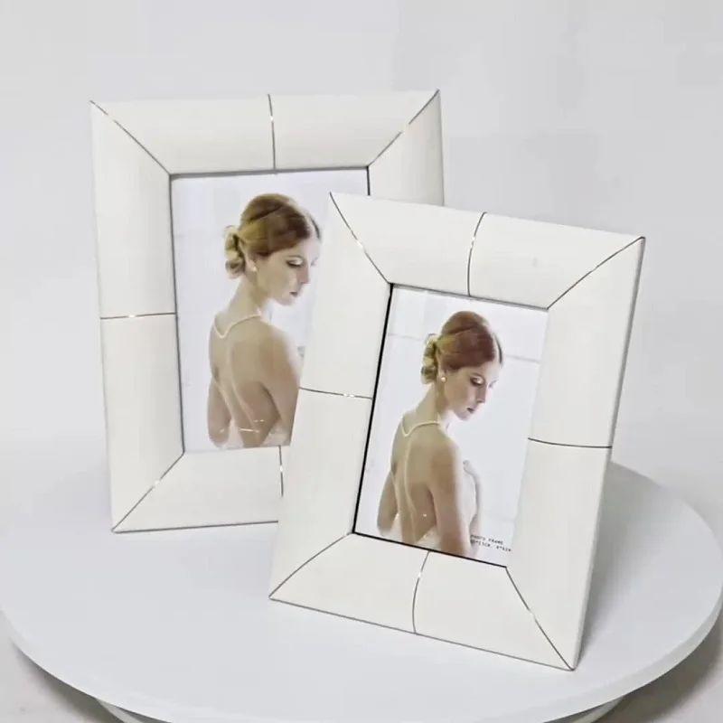 White Leather Metal Photo Fram - Bamboo Photo Frame recension och pris