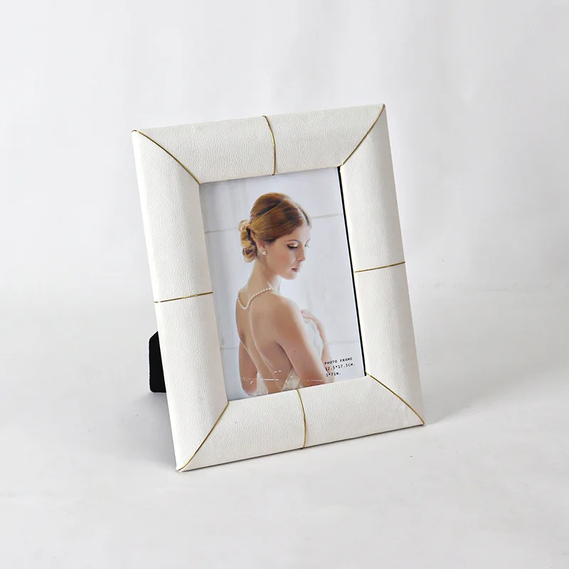 White Leather Metal Photo Fram - Bamboo Photo Frame recension och pris