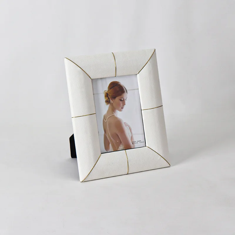 White Leather Metal Photo Fram - Bamboo Photo Frame recension och pris