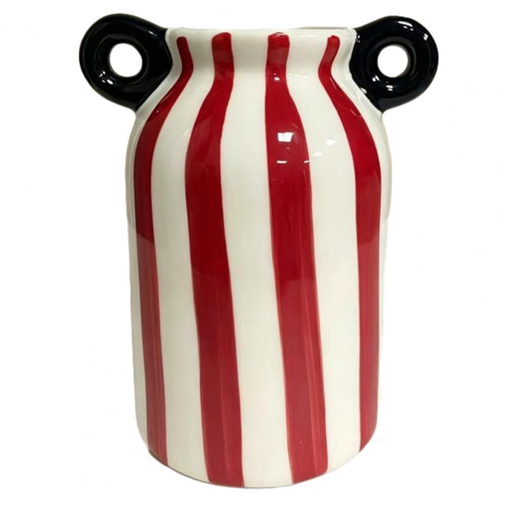 Ceramic Striped Flower Vase wi - Pampas Grass Decor recension och pris